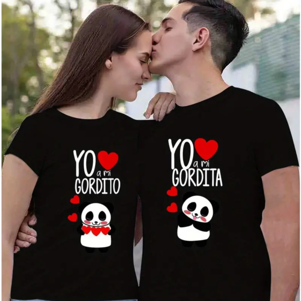 

i Love You" Graphic Cotton T-shirt For Couples - Casual Crew Neck, Short Sleeve Tee For Men And Women, , 180g, One-sided Print