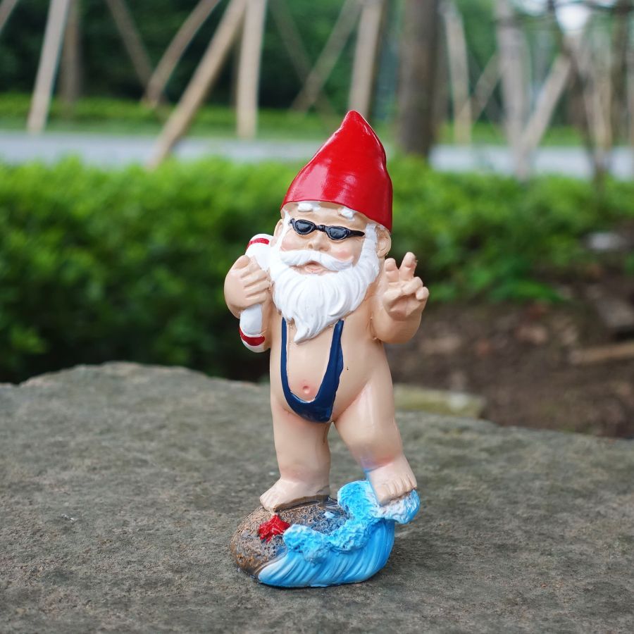 TEMU Beach Bum Gnome Statues With Surfboard & Cocktails - Resin Faceless / Decor Suitable For Patio, Poolside, Coastal Home - Funny Gift For Beach,