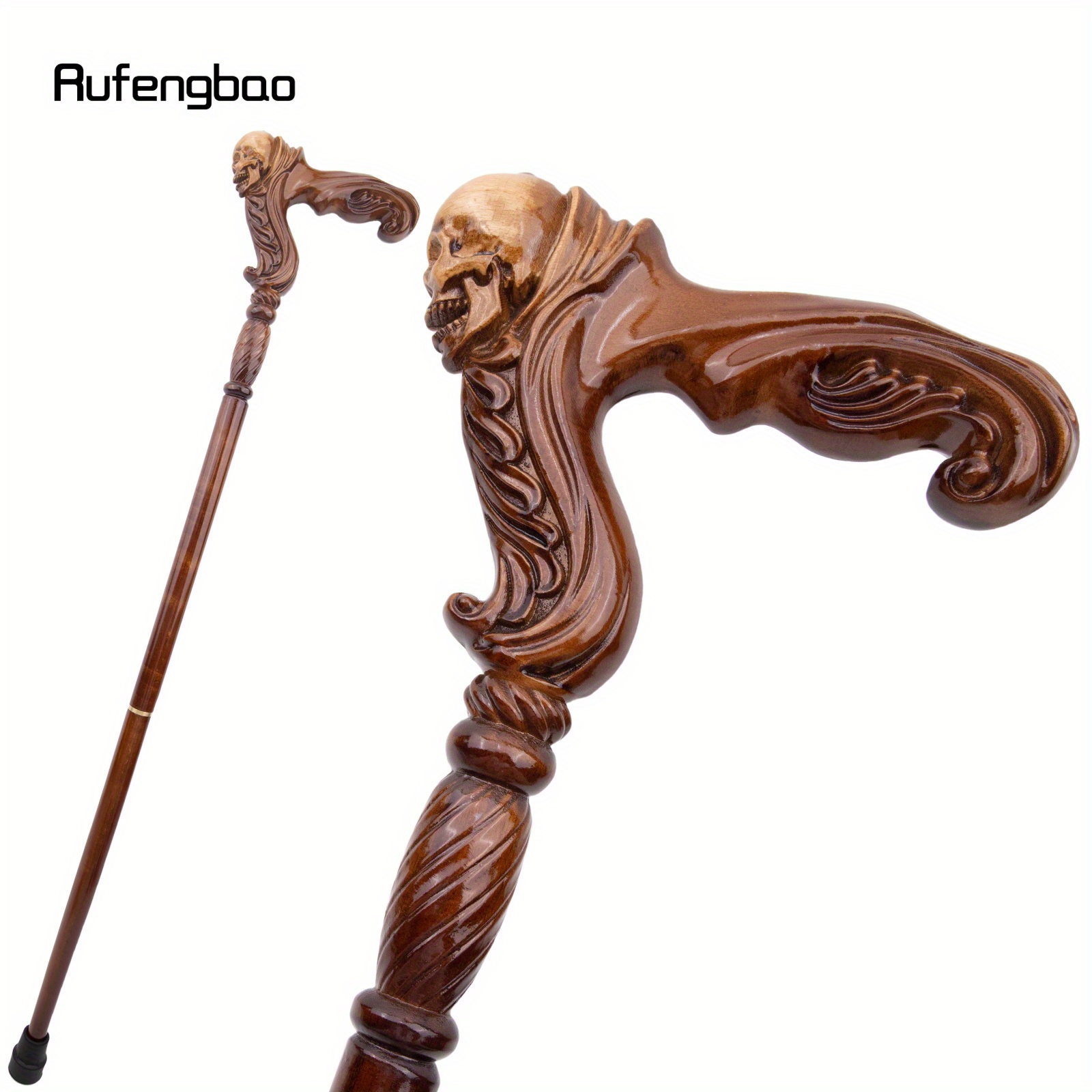 

Rufengbao Elegant Skull Wooden Vampire Cosplay Cane – Decorative Halloween Mace Wand, 37" Item, Intricate Skull Design, , Steampunk Costume Parties & Gifts, Halloween Decorations