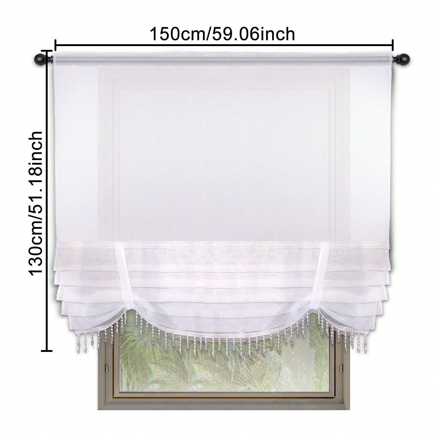 Image of 1pc Modern Minimalist Style With Pearl Curtain, , Adjustable Rod Design, Suitable For Kitchen, Balcony, Coffee Shop, Living Room, Holiday Decoration