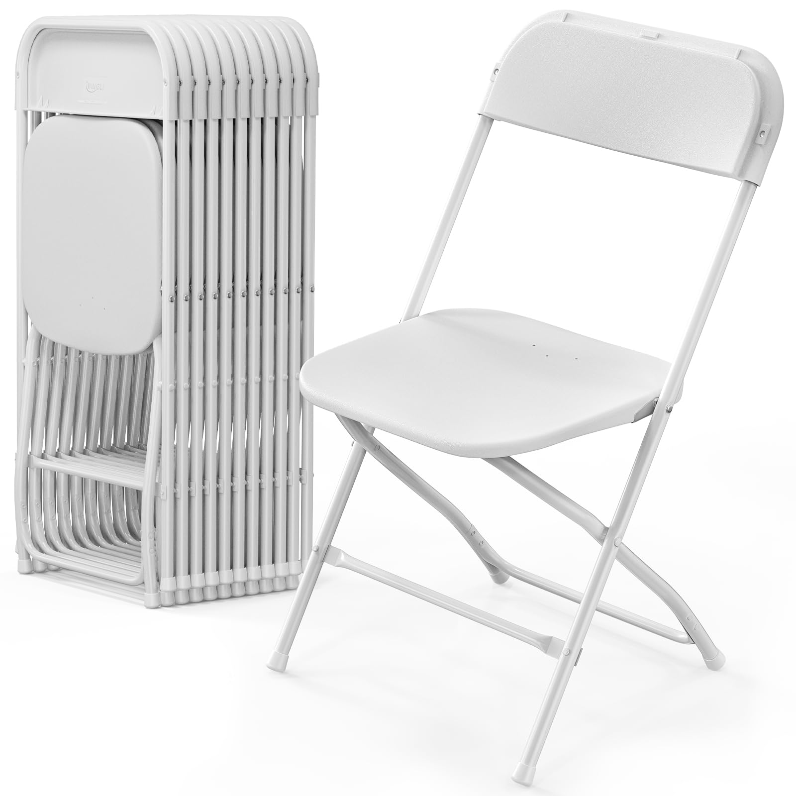 TEMU Sillas Plegables de Plástico, Paquete de 12, Asientos Apilables Portátiles para Interiores y Exteriores, con Estructura de Acero y Capacidad de