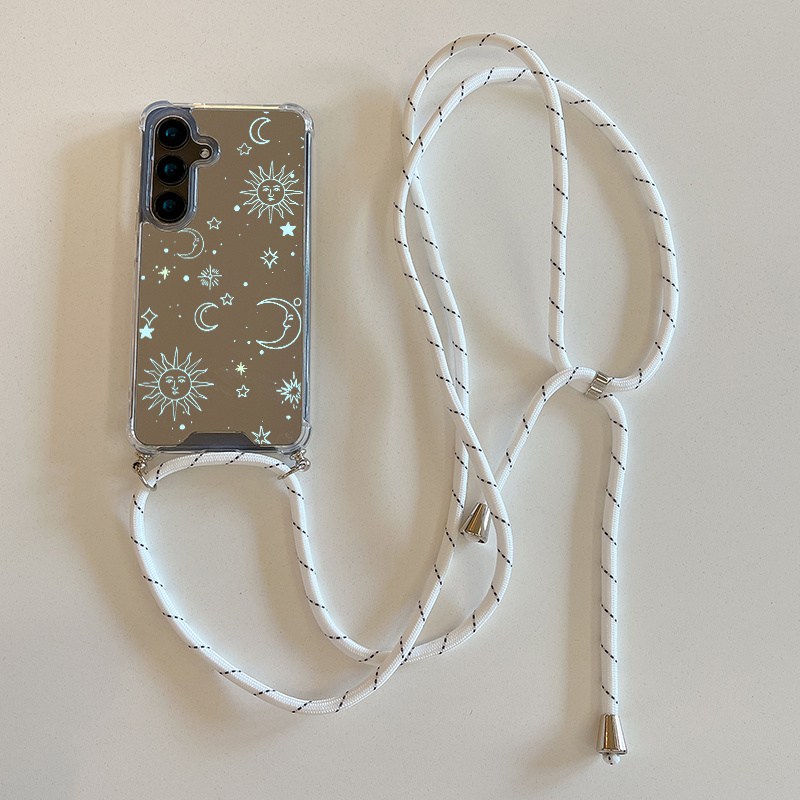 TEMU Phone Case: 2025 New For Galaxy S25 Ultra Fashionable Creative All-inclusive Shockproof Multifunctional Pattern Mirror Lanyard Phone Case For