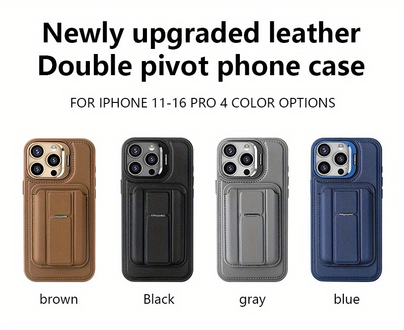 Phone Case: for iPhone 16 New Genuine Leather Card Slot Wallet Case with Stand, Magnetic Closure, Stylish Business Design for 16 Pro Max, Comfortable Feel, High-Quality Texture, Lightweight, Practical, Durable, Portable, with Lens Frame Stand