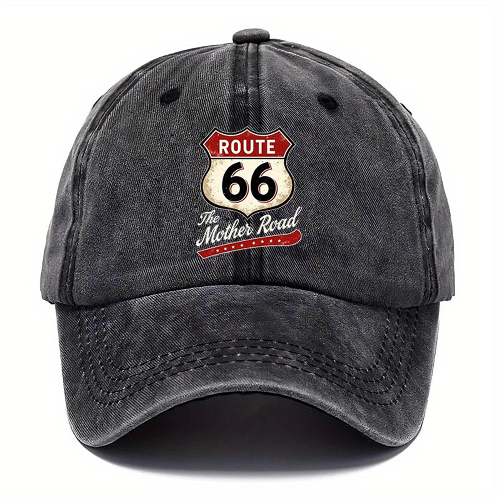TEMU 1 Vintage Baseball Cap - Adjustable Dad Hat With Classic Mother Road Design, Ideal For Outdoor Sports, Fishing, Golf - Birthday Gift For Men,