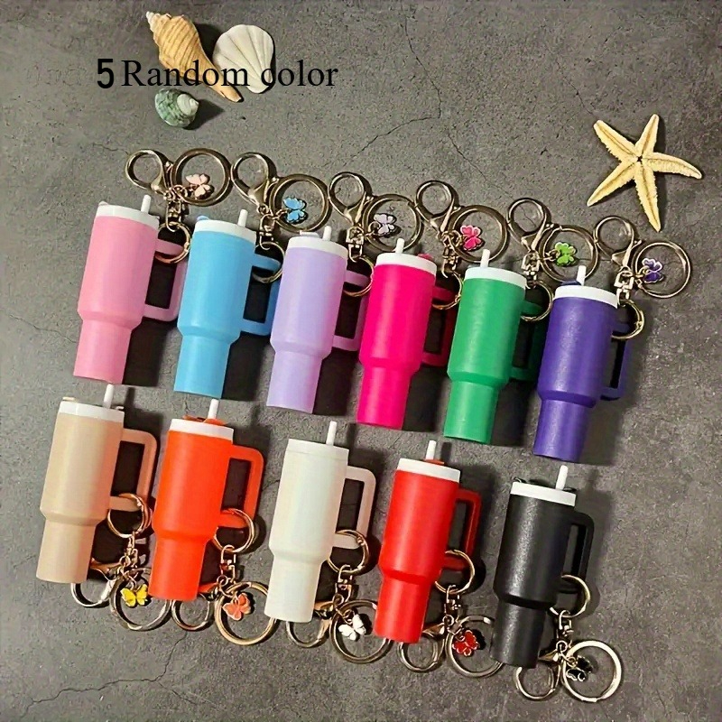 TEMU 5pcs Kawaii Mini Storage Container Keychains, Lipstick & Lip Balm Holder Charms For Backpacks, Random Colors