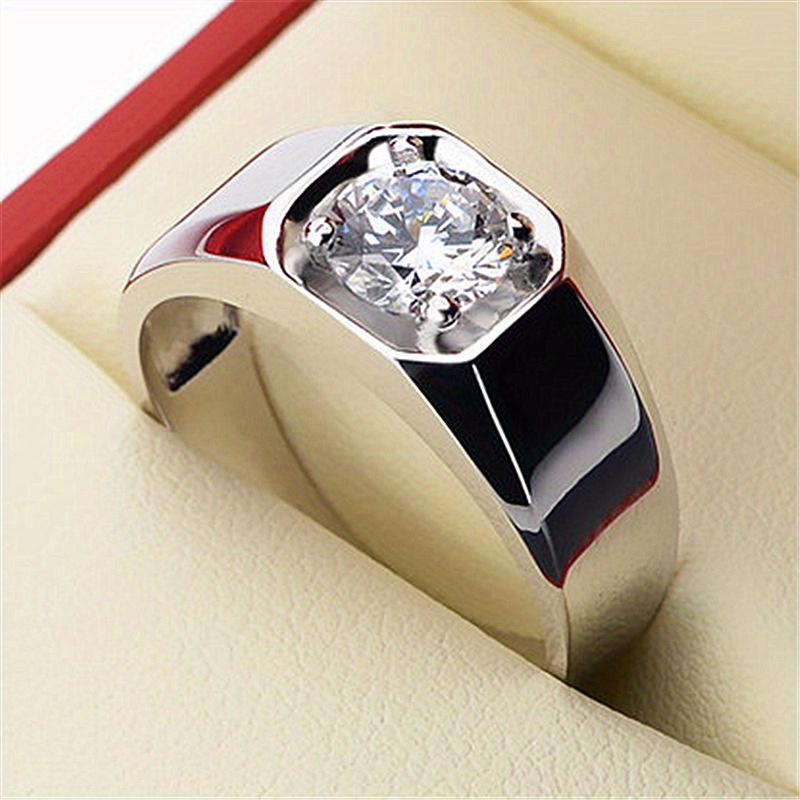 TEMU S925 Sterling Silvery Wide-face Ring With Adjustable Opening - Stylish Personality Ring - Everyday Wear - Valentine's Day Gift