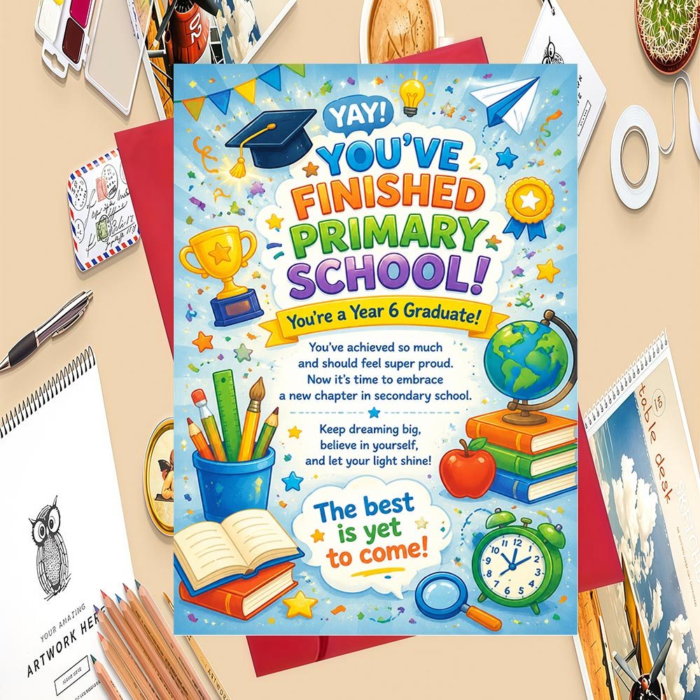 TEMU 1set School Graduation Card For Year 6 Graduates - Ideal Gift For New Secondary School - Message For Teenagers