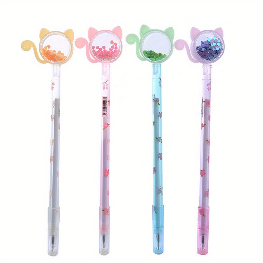 Image of Random Style 15pcs 0.5mm Cute Animal Cat Glitter Sequin Gel Pen For Student Kawaii School Office Stationery Supplies Black Ink