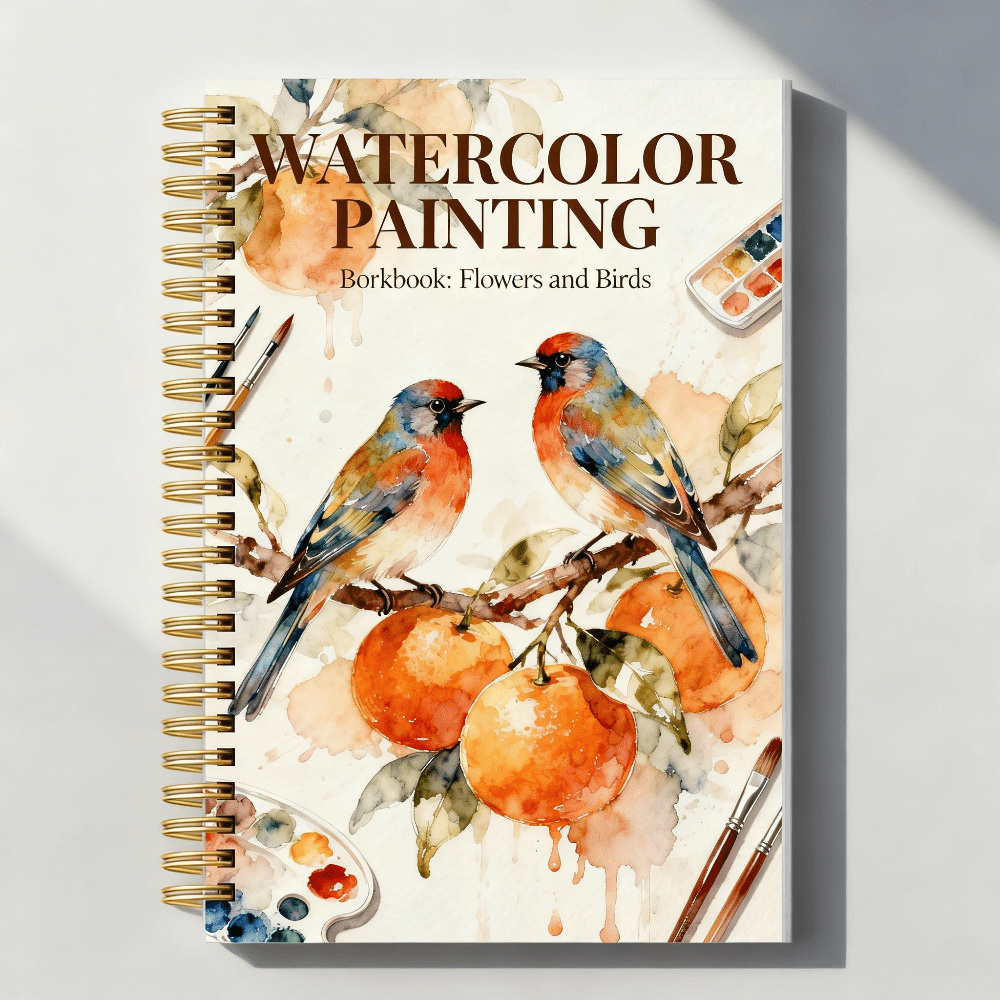 TEMU 1 libro da 34 con 16 immagini di pittura ad di uccelli, libro di pittura a tema Robin con rami di Osmanthus, a principianti e professionisti,