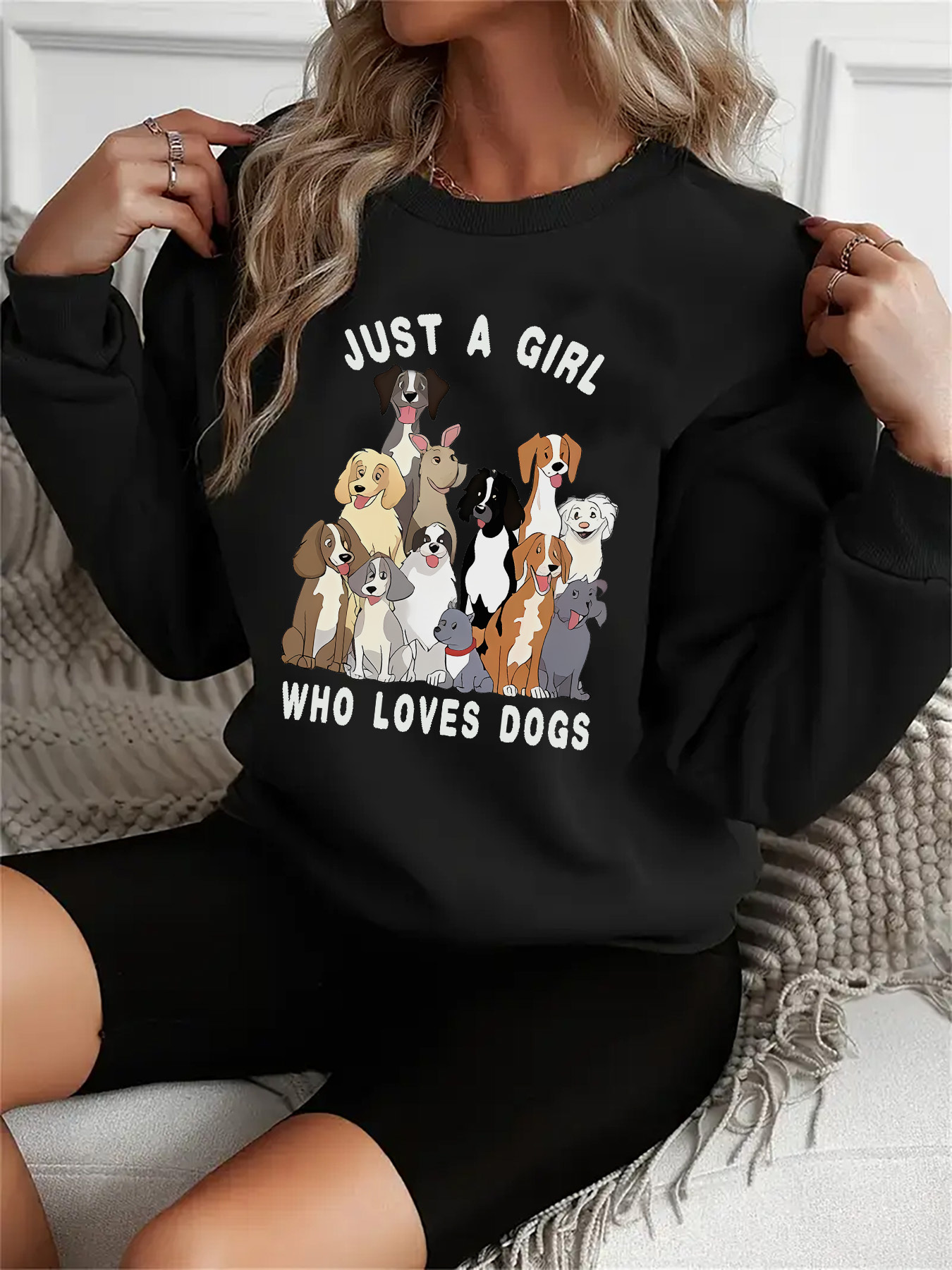 women's fleece lined graphic crewneck sweatshirt cute Temu