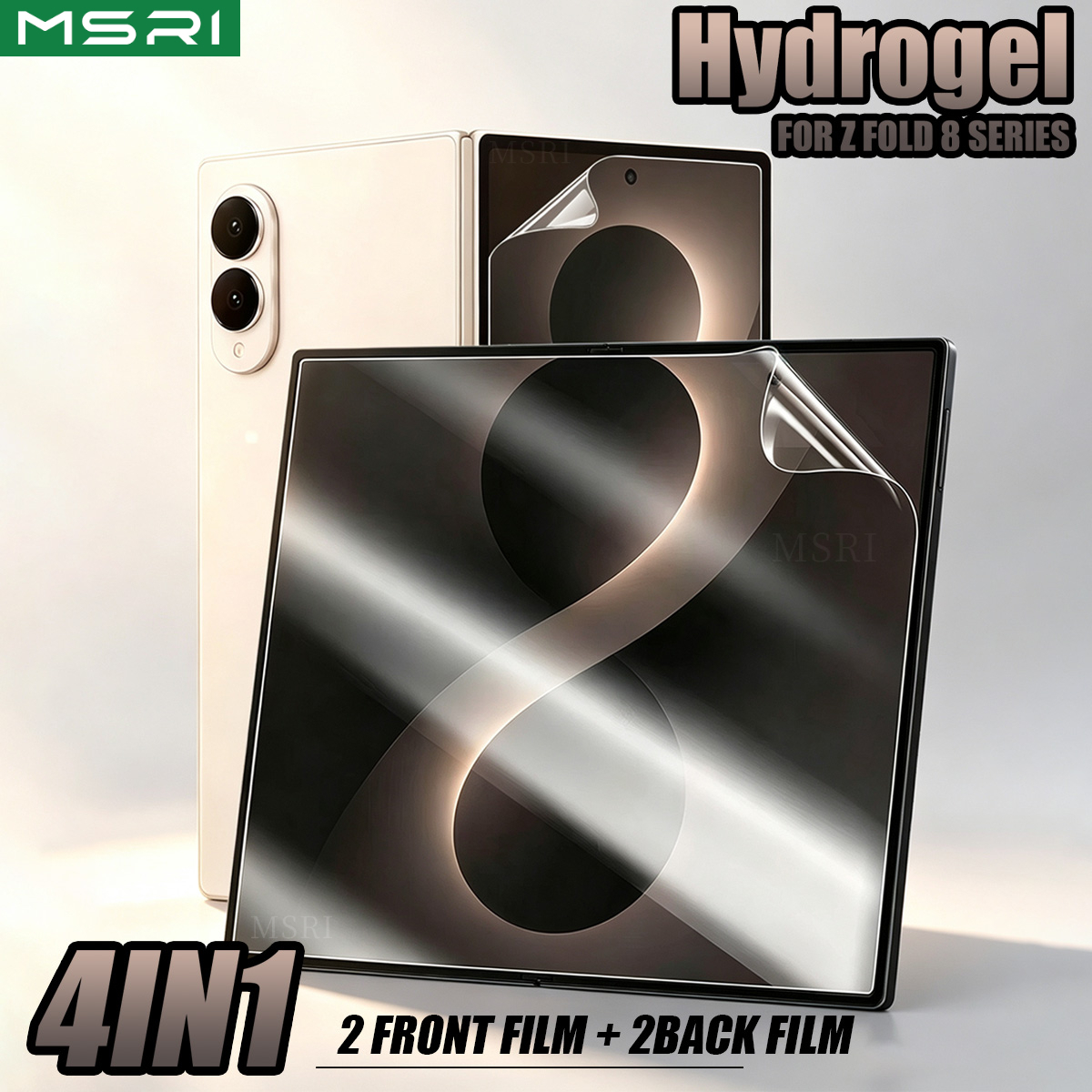 TEMU 2pcs Écran Extérieur Hydrogel HD + 2pcs Écran Intérieur Hydrogel HD, Film Hydrogel Souple TPU 4-en-1, Compatible avec les Séries Fold 8/Z Fold 8