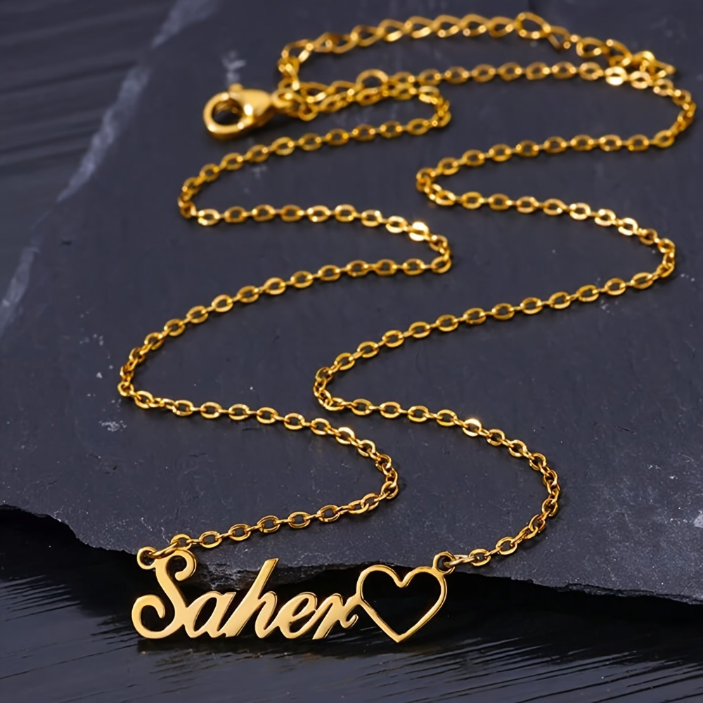 Women's Personalized Hollow Heart Name Necklace — Customizable Gift
