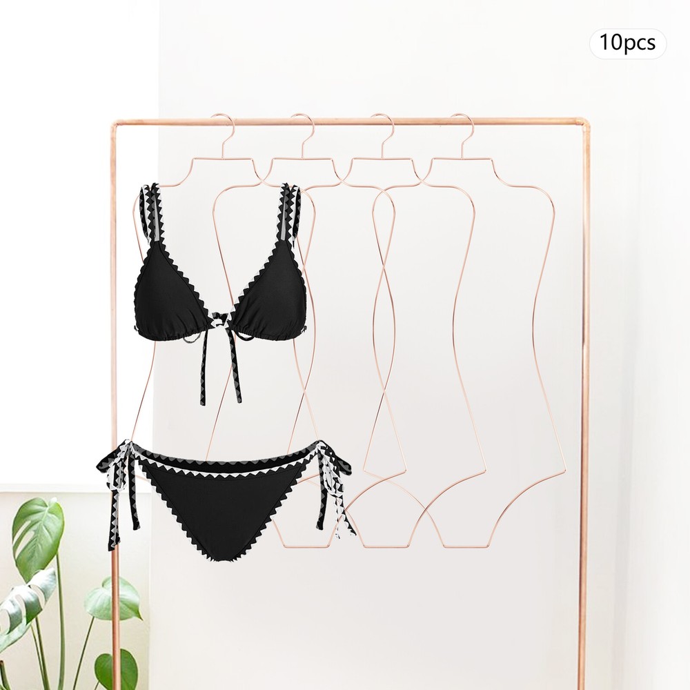 TEMU 10pcs Rose Golden Swimsuit Hangers, Curved Hourglass Iron Hangers For Swimwear Lingerie Bikini, Non-slip Rustproof Clothing Hangers For Closet