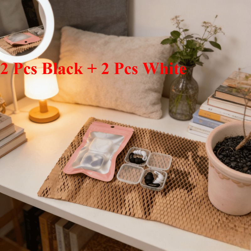 E-shop 4er-Pack Ohrstöpsel Set - Wiederverwendbare Ohrstöpsel mit Aufbewahrungsbox, Schwarz und Weiß, Geeignet für Schlaf, Lernen, Reisen,