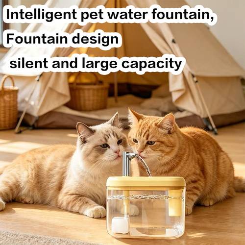 photo de l'article fontaine à eau haut de gamme pour animaux de compagnie (chiens et chats), station dhydratation intelligente, de 1,5 l, alimentation usb, fonctionnement silencieux/sûr et fiable/circulation automatique, imitation de sortie de robinet, cadeau idéal pour animaux de compagnie, batterie