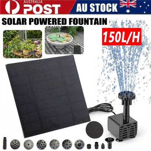 solar fountain pump with solar pannel with 11 interchangeable nozzles bird baths swimming pools outdoor spaces