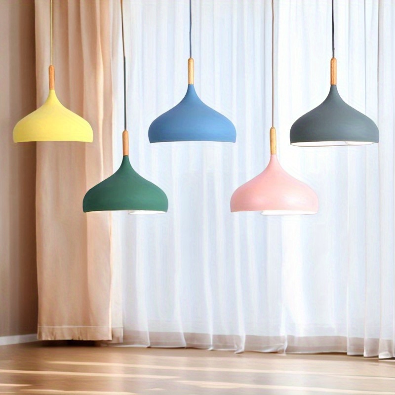 modern pendant lamps macaroon chandelier for restaurant bedroom hanging light aluminum single chandelier office decorative rings details 0