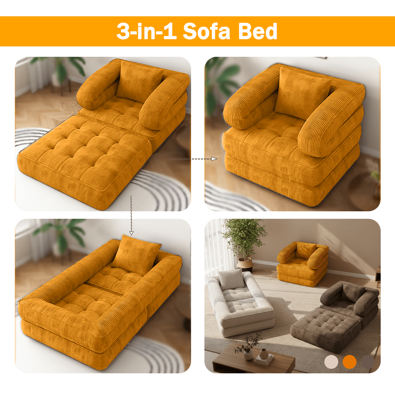 3 in 1 foldable lounge sofa a single chair bed with backrest and pillow ideal for living rooms bedrooms apartments and offices space saving design serves as a single bed bean bag chair and frameless sofa Product details 12