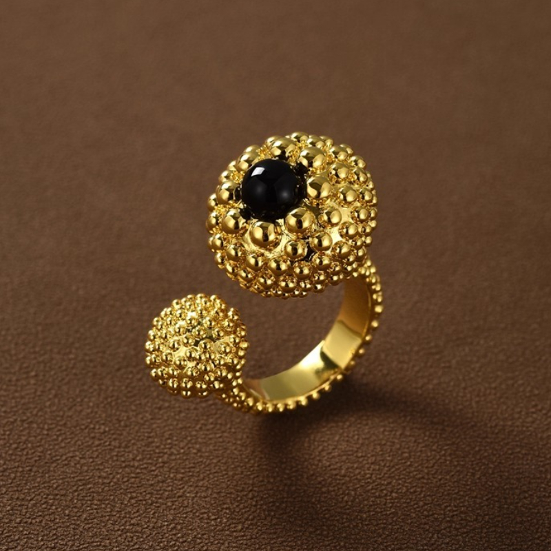 TEMU Anillo de dedo negro exquisito con abertura, diseño de para mujer, vintage, anillo de dedo con