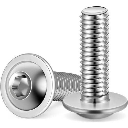 M6 - 1.0x 25mm Flanged Button Socket Cap Screws, Stainless Steel 18 - 8 304 Bright , , Allen Socket Drive, 25pcs