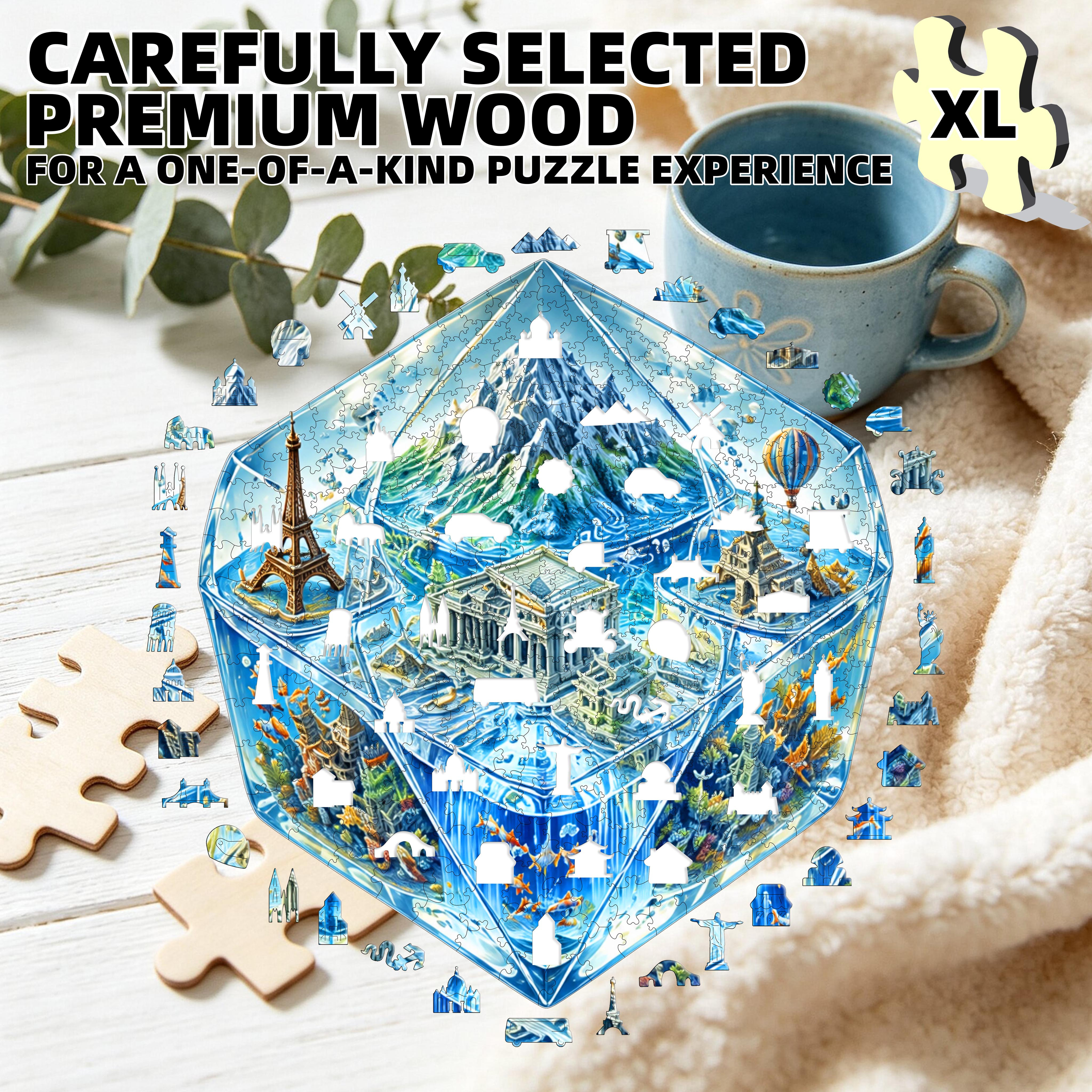 502pcs Crystal Cube World Wooden Puzzle, High Difficulty Gift
