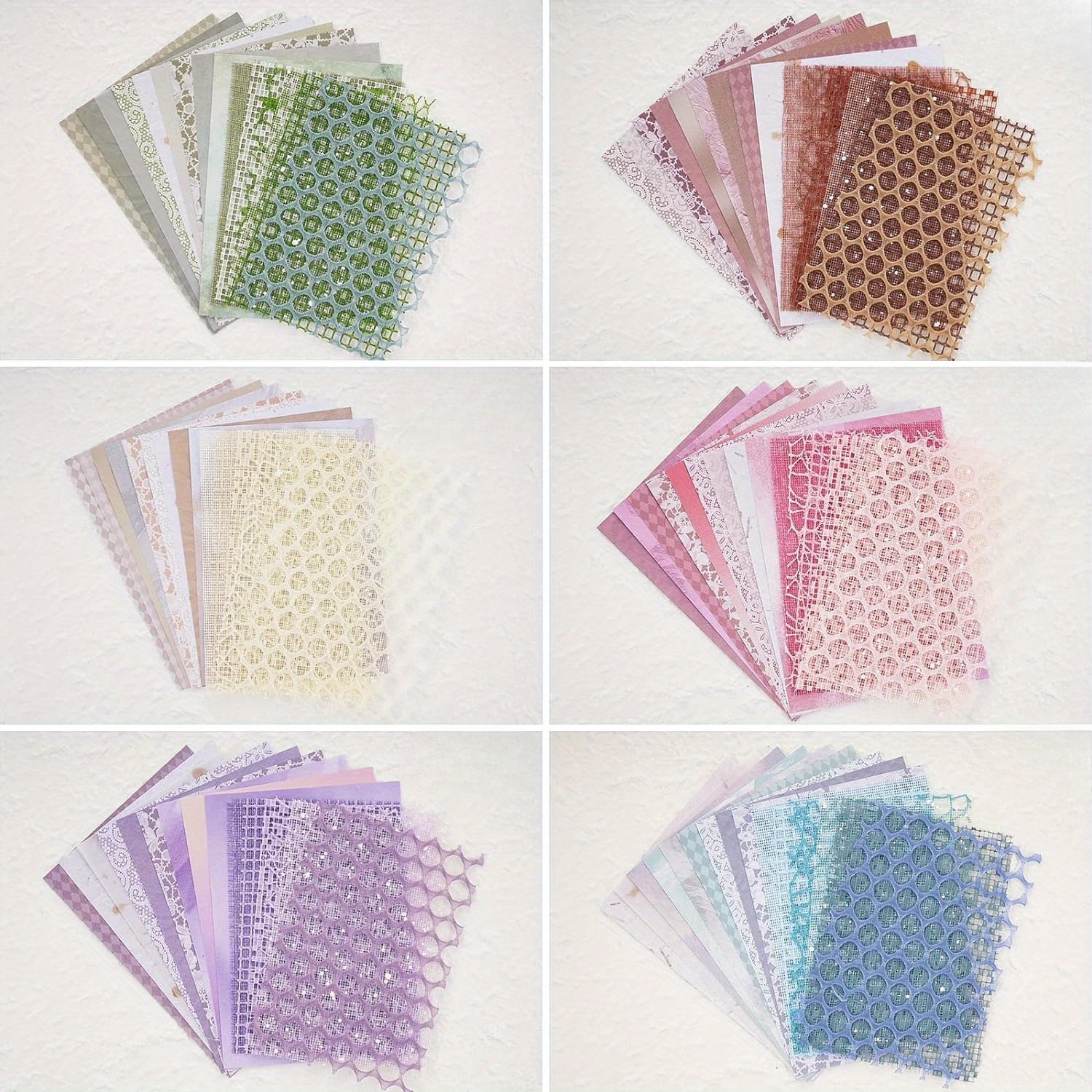 

90pcs Scrapbooking - 6pcs Of Decorative Sheets & Mesh, Planners, Journals & Collage Cards