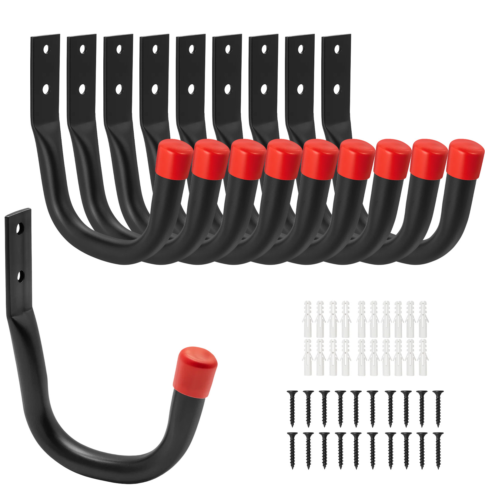 Image of Garage Wall Hooks, 10 Pack, Heavy Duty Garage Hooks, Sturdy Hooks For Garden Tools, Sports Equipment, Ladders, Garage Organization