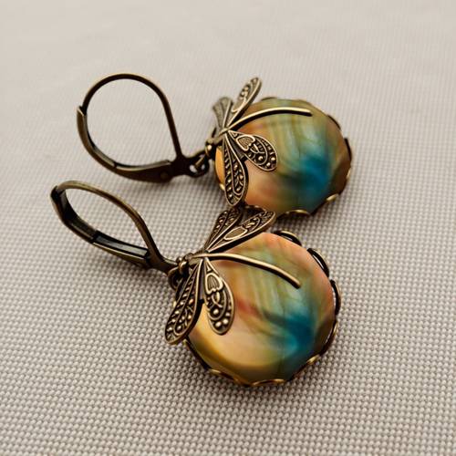 2pcs bohemian earrings vintage earrings imitation turquoise earrings imitation earrings dragonfly earrings insect earrings round earrings colorful earrings jewelry additions earrings for women unique jewelry christmas gifts