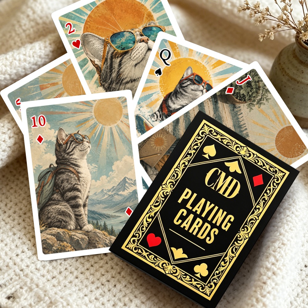 CMD Cat-Themed Poker Deck & Collectible Card Box for Game Nights