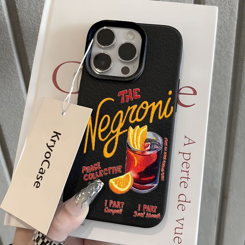 TEMU Phone Case: Retro Cocktail Art "the Negroni" Pattern Uv Matte Printing Texture Soft Phone Case With 360 Degree Full Protection, Fashionable And