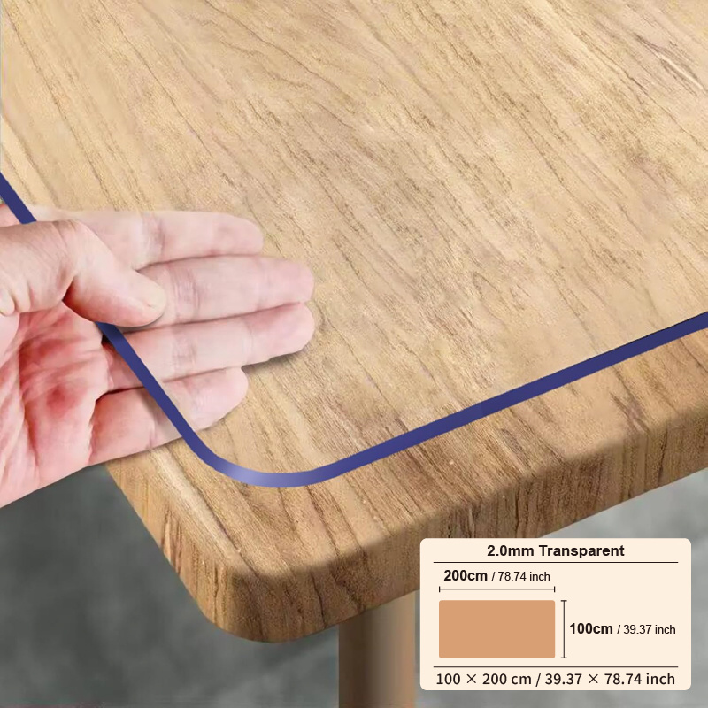 TEMU Clear Table Protector - 2.0mm Thick Plastic Table Cover, Clear Table Cover Protector Rectangle, Pvc Desk Mat For Coffee Table, Writing Desk,