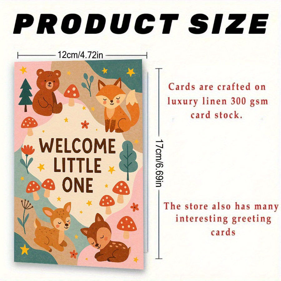 Welcome Little One Greeting Card with Cute Forest Animals