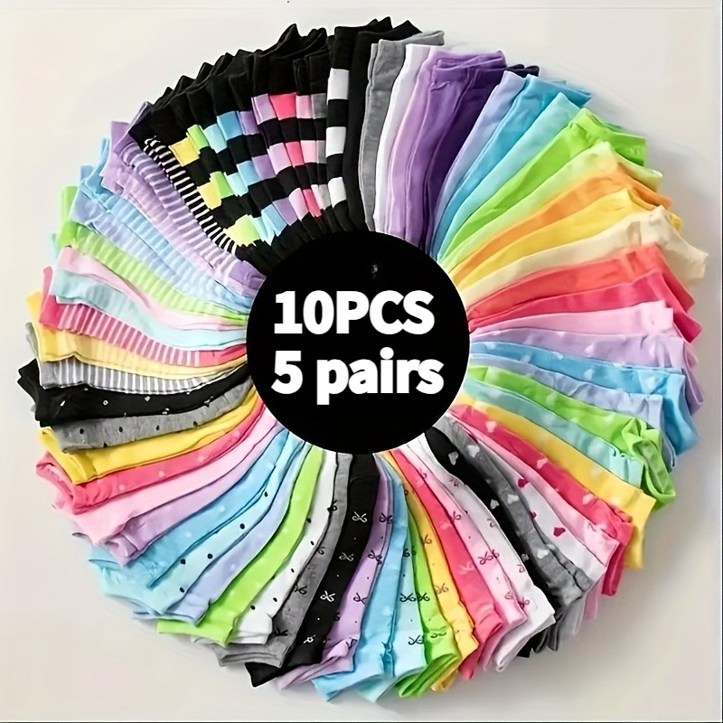 E-shop 10 Stück Süßfarbene Socken, 5 Paare, Weiche und Bequeme Kurze Socken, Geeignet als Geschenke, Damen Kurze Socken und Strickwaren.
