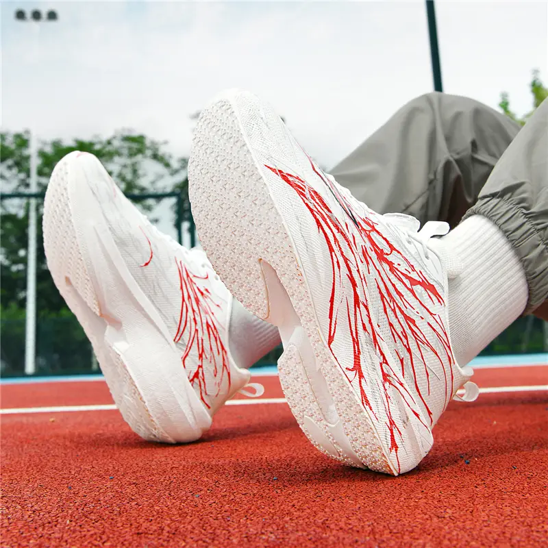 mens running shoes lightweight cushioned athletic sneakers with breathable fabric upper non slip pvc outsole white red accent gym jogging hiking shoes lace up closure for ideal for casual competitive use gym footwear performance footwear mens sophisticated low shoes shoes that glow in the dark fluorescent shoes yellow sneakers fluoride shoes cloth lace up shoes calf sports shoes Product details 4