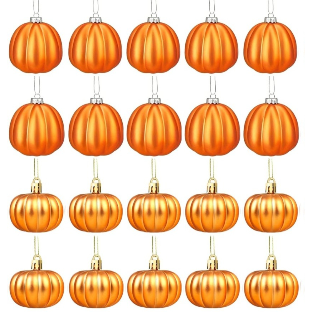 TEMU 20pcs, 2 Inches - Orange Pumpkin Decorative Hanging Decoration, Mini Pumpkin Balls, Thanksgiving, Halloween, Christmas Tree, Autumn Table And