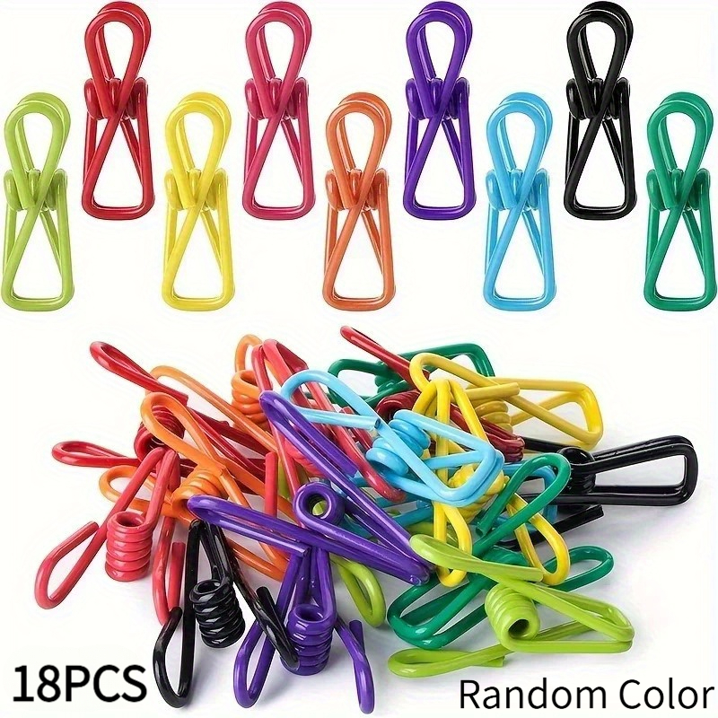 TEMU 18-pack Multicolor Sealing Clips - Versatile Clamps For Kitchen Food Storage, Chip Bags & Laundry Hanging | Plastic, Rustproof Spring & Non-slip