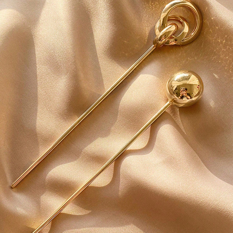 2pcs Elegant Geometric Metal Hairpins - Versatile Updo Styling Accessories For Women, Perfect For Parties, Hair Accessories