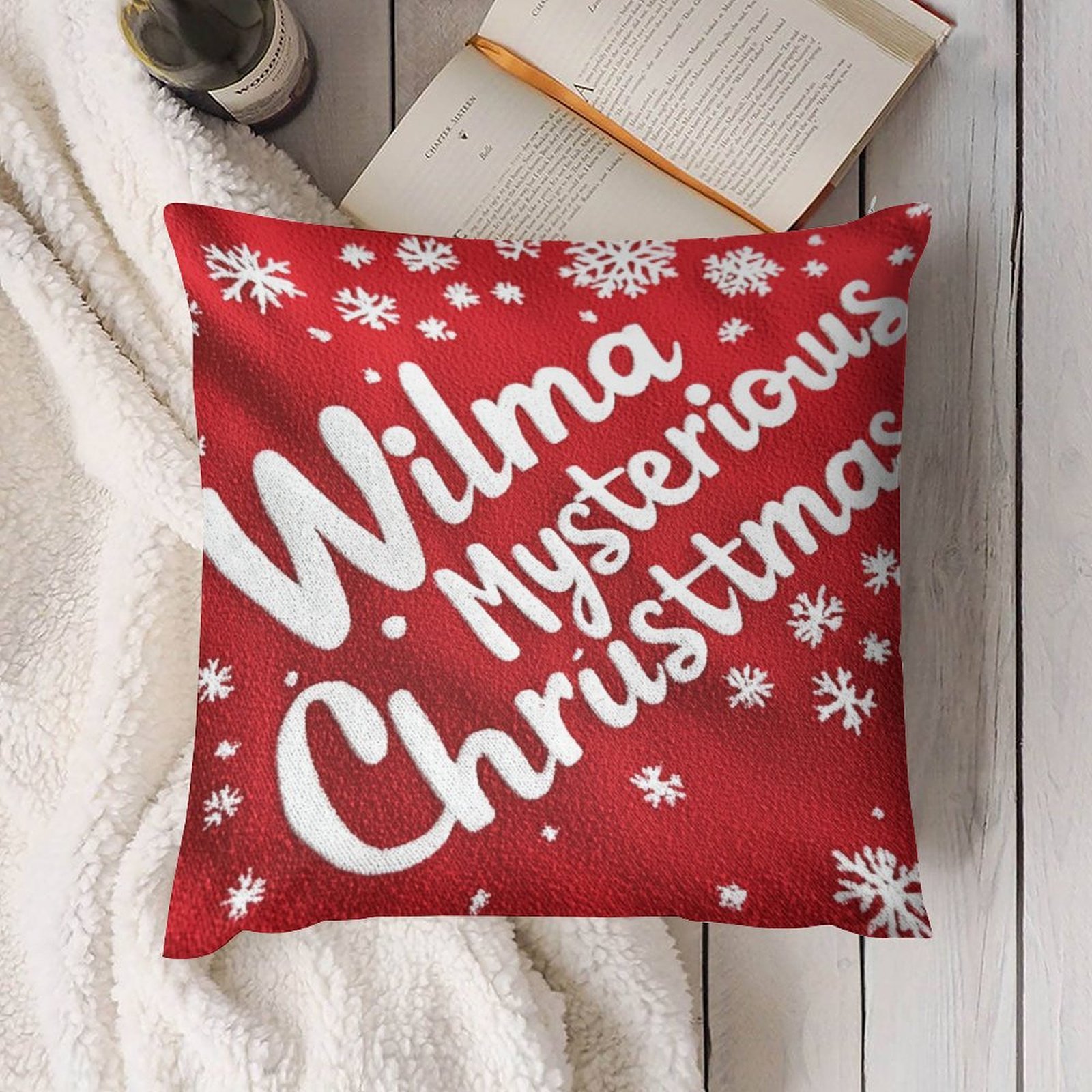 

Christmas Throw Pillow Cover - ' & ' Design, Zip Closure, Machine Washable - Decor