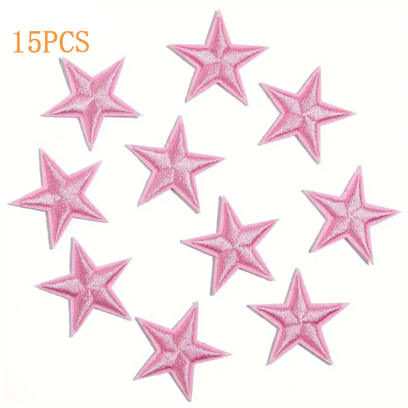 E-shop 15 Stück Leuchtende Glitzernde Sternen-Iron-On-Patches | Mehrfarbige Bestickte Applikationen für DIY-Mode | Strapazierfähige & Einfach
