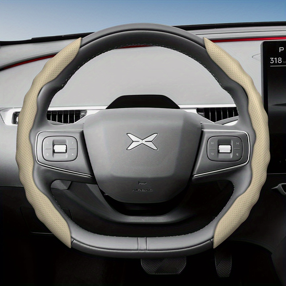 TEMU Steering Wheel Cover For Xiaopeng, Wavy Sport Design, Breathable Perforated, Segmented , Anti-slip, Sweat-absorbent, Steering Wheel Protective