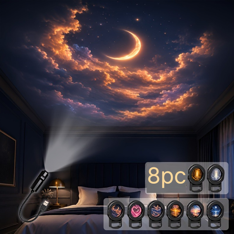 TEMU Starry Sky & Cloud/ Usb Night Light Projector: Led Mood Light Suitable For Bedrooms, Cars, Or Parties; An Excellent Holiday, Birthday, Or