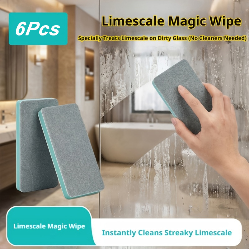 item picture 6pcs glass limescale magic cleaning brush set for home use bathroom mirrors shower rooms tiles powerful limescale water stains and   remover multi functional window and glass cleaning tool