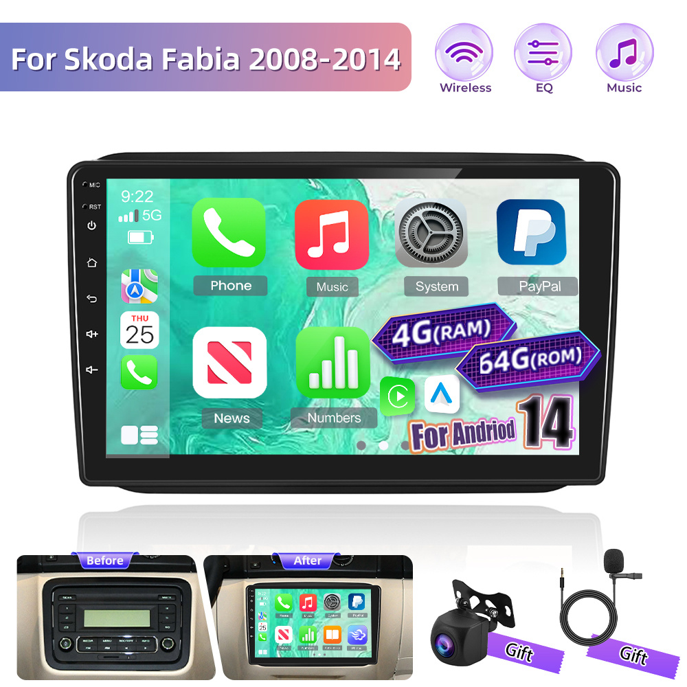 [4+64g] Car Radio For 2008-2014, 2din 10 Inch 14 Screen With Wireless Car Touch Screen/bluetooth 5.0/swc/fm/rds/wifi + Reversing Camera + Mic+ Car Frame +as A Gift