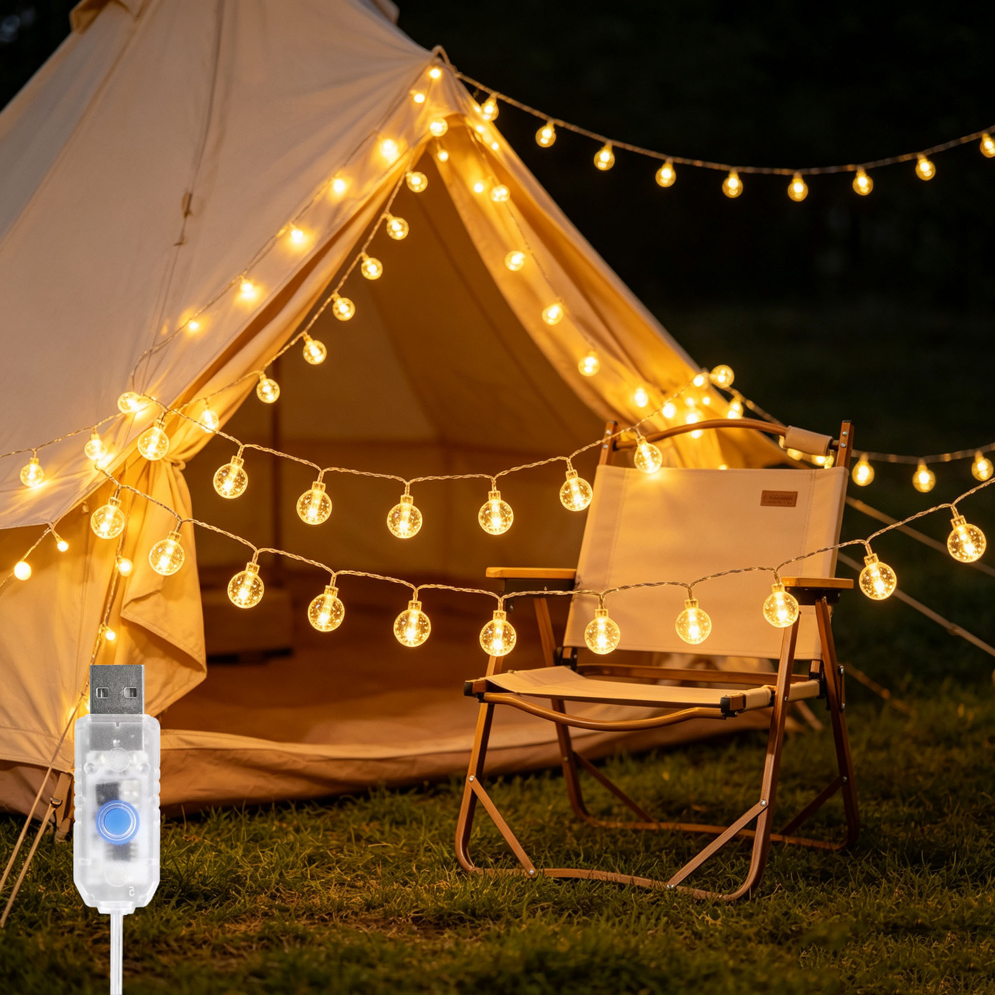 TEMU Guirnalda de Luces de USB, 100/50/20 LEDs, Luces de Esféricas, 8 Funciones, Adecuado para Uso en Interiores, Paredes, Dormitorios, , Fiestas, ,