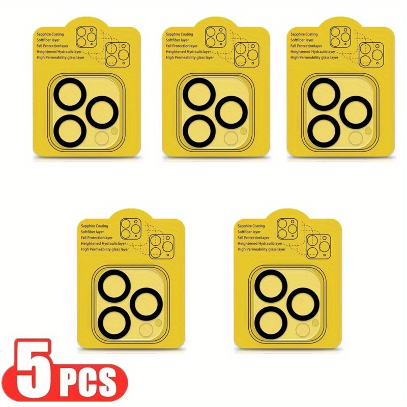 5pcs Camera Lens Protector, Compatible With Iphone 16 Pro, 15 Pro Max, 14 Pro, 13, 12, 11 - Tempered Glass Lens Film
