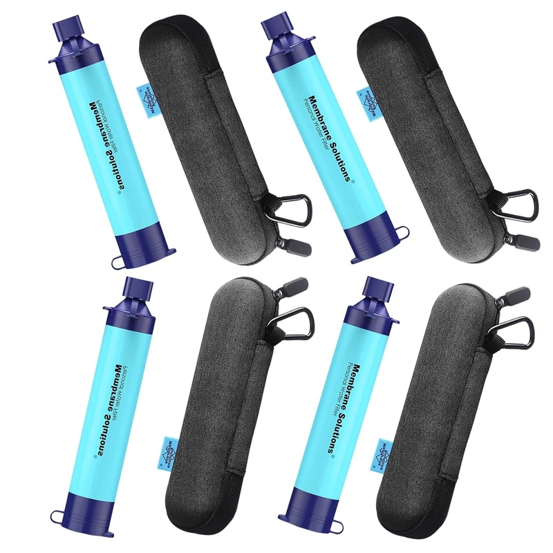 TEMU 4 Pack Water Filter Straw With 4 Storage Case, Water Filter Cover, Portable Personal Water Purifier Straw Protective Carrying Bag, For Travel
