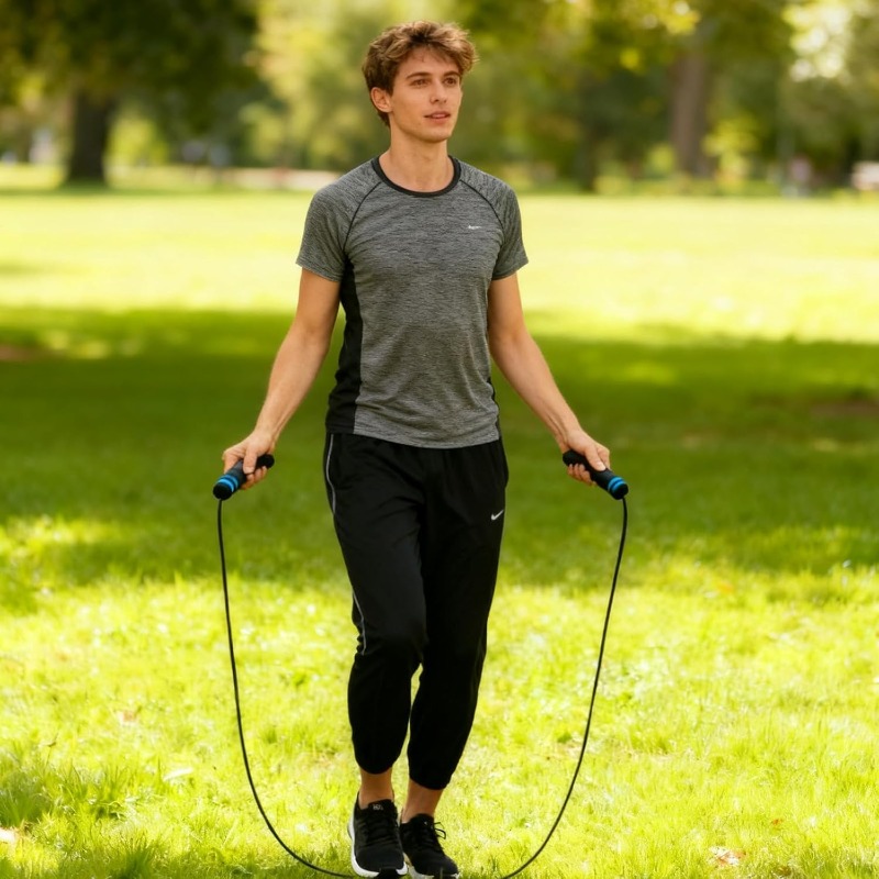 1 Adjustable 2.8M Jump Rope with Ball Bearings and Foam Handles | Non-woven Material, Mixed Color, Exercise Workout Equipment for Men and Women Home Gym