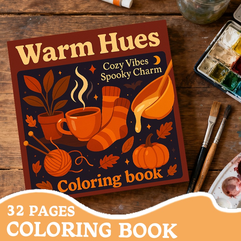 TEMU A Cozy, Retro Fall Design Intended For An Adult Coloring Book. Perfect For Stress, This And Soothing Gift Is Ideal For Mindfulness Activities,