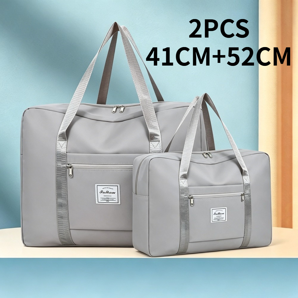 TEMU 2pcs 41cm And 52cm Foldable Storage Luggage Bags, Large Capacity Travel Bags For Trips