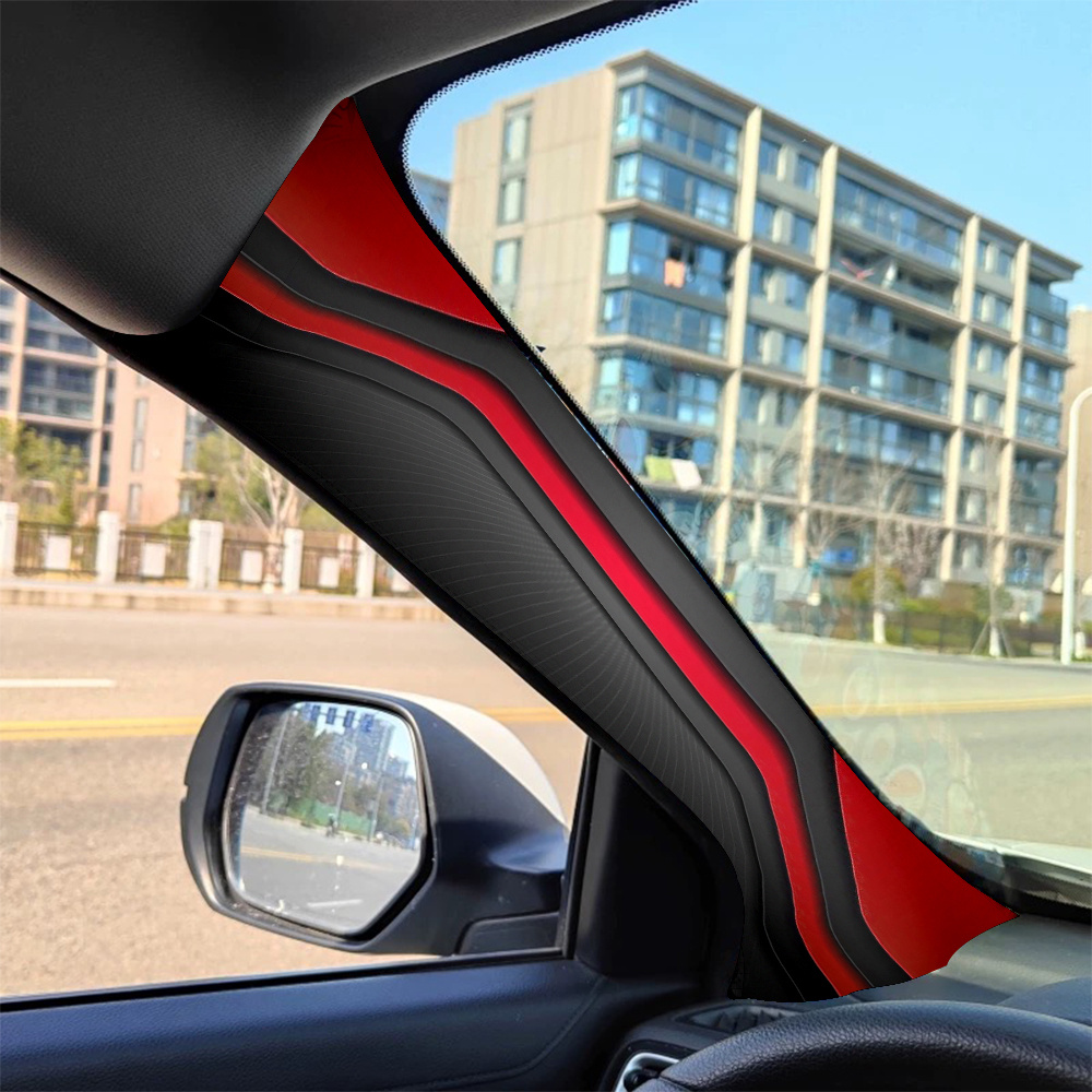 TEMU 2pcs Carbon Element Car Stickers - Waterproof And Scratch-resistant Pvc Motorcycle Stickers, Interior A-pillar Decoration - Vibrant Anime-themed